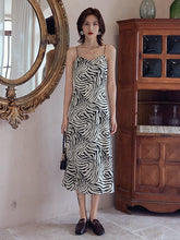 Vacation H-Line Sleeveless Zebra-Stripe V-Neck Dress