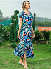 Belted Blue Long Dress