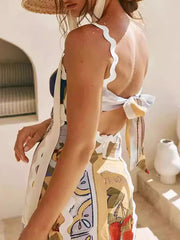 Printed Patchwork Tube Sleeveless Elegant Maxi Dresses