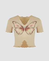Cropped Retro Butterfly T-shirt