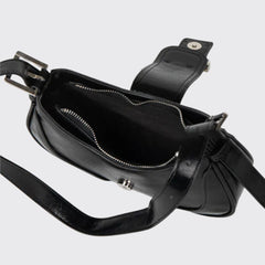 Black Buckle-Detail Shoulder Bag