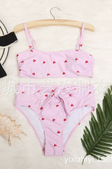 American tube top peach heart pants button-down bikini