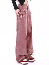 Vintage Star Print Embroidery Boyfriend Jeans