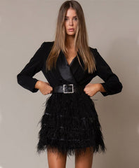 OPHELIE FEATHER BLAZER DRESS