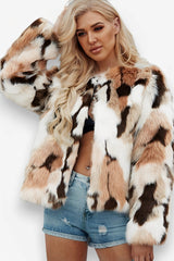 Mixed color imitation fur jacket