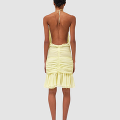 Yellow Daring Ruffles Mini Dress