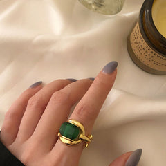 Emerald Gold Chain Ring