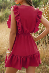 Fashion Bohemian Solid Patchwork V Neck A Line Dresses