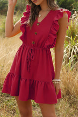 Fashion Bohemian Solid Patchwork V Neck A Line Dresses