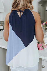 Elegant Patchwork Contrast Halter Tops