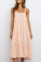 Fashion Patchwork Stringy Selvedge U Neck Dresses