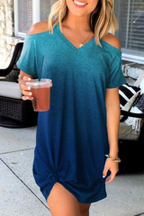 Street Tie Dye Hollowed Out V Neck Dresses