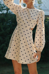 Fashion Street Solid Hollowed Out O Neck A Line Dresses