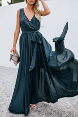 Fashion Street Solid Slit V Neck A Line Dresses