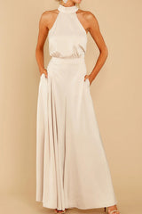 Fashion Casual Solid Patchwork Halter Loose Jumpsuits(5 Colors)