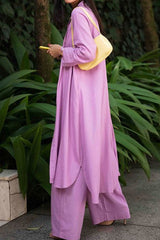 Fashion Casual Solid Split Joint Turndown Collar Long Sleeve Three Pieces