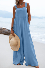 Casual Solid Split Joint Square Collar Loose Jumpsuits(13 Colors)