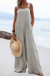 Casual Solid Split Joint Square Collar Loose Jumpsuits(13 Colors)