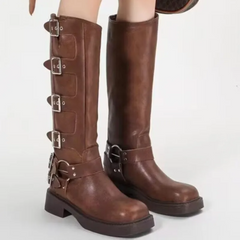 Brown Leather biker boots