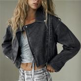 Black Motorcycle Biker Leather Jacket