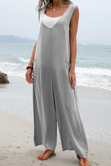 Casual Solid Patchwork U Neck Straight Jumpsuits(5 colors)
