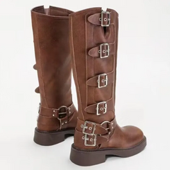 Brown Leather biker boots