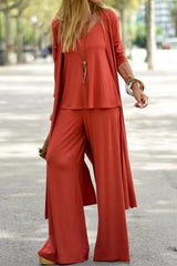 Casual Street V Neck Long Sleeve Two Pieces(4 Colors)