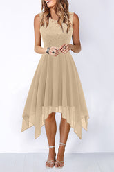 Elegant Formal Solid Asymmetrical O Neck Evening Dress Dresses