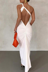 Irregular Backless One Shoulder Bodycon Formal Maxi Dresses(3 Colors)