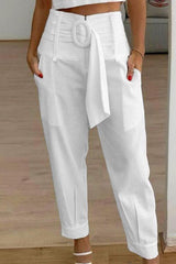 Casual Patchwork Pocket Printing Loose Mid Waist Harlan Else Bottoms(10 Colors)