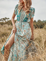 Bohemia A-Line Floral V-Neck Dress