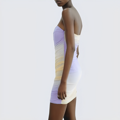 Ombre Ruching Strapless Mini Dress
