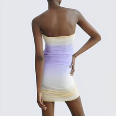 Ombre Ruching Strapless Mini Dress