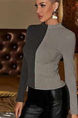 half-high neck long-sleeved slim sweater