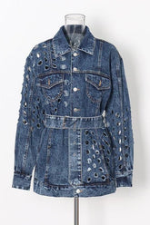 Hole loose lace denim jacket