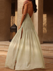 Solid Color Sleeveless Spaghetti-Neck Elegant Maxi Dresses
