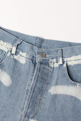 street style casual stripes stitching loose jeans
