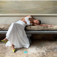 White Flowers Flower-Embellished Top