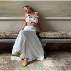 White Flowers Flower-Embellished Top