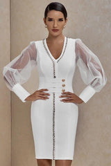 Mesh long-sleeved bandage dress