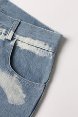 street style casual stripes stitching loose jeans