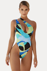 irregular print swimsuit