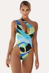 irregular print swimsuit