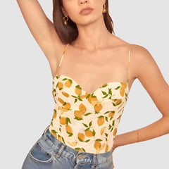 Cream Citrus Crop Top