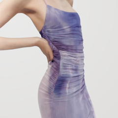 Ombre Asymmetric Ruching Strapless Mini Dress