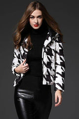 houndstooth print white duck down jacket