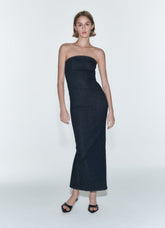 Strapless Sleeveless Denim Dress