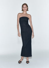 Strapless Sleeveless Denim Dress