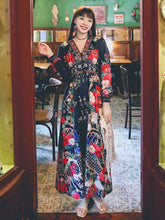 Vacation Loose Floral Patchwork V-Neck Dress