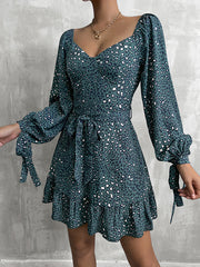 Bohemia Puff Sleeves Leopard V-Neck Dress